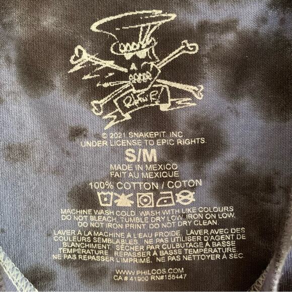 Snakepit Blue Black Tie Dye Slash Graphic Artist Tee S/M Indie Sleaze - Picture 5 of 5